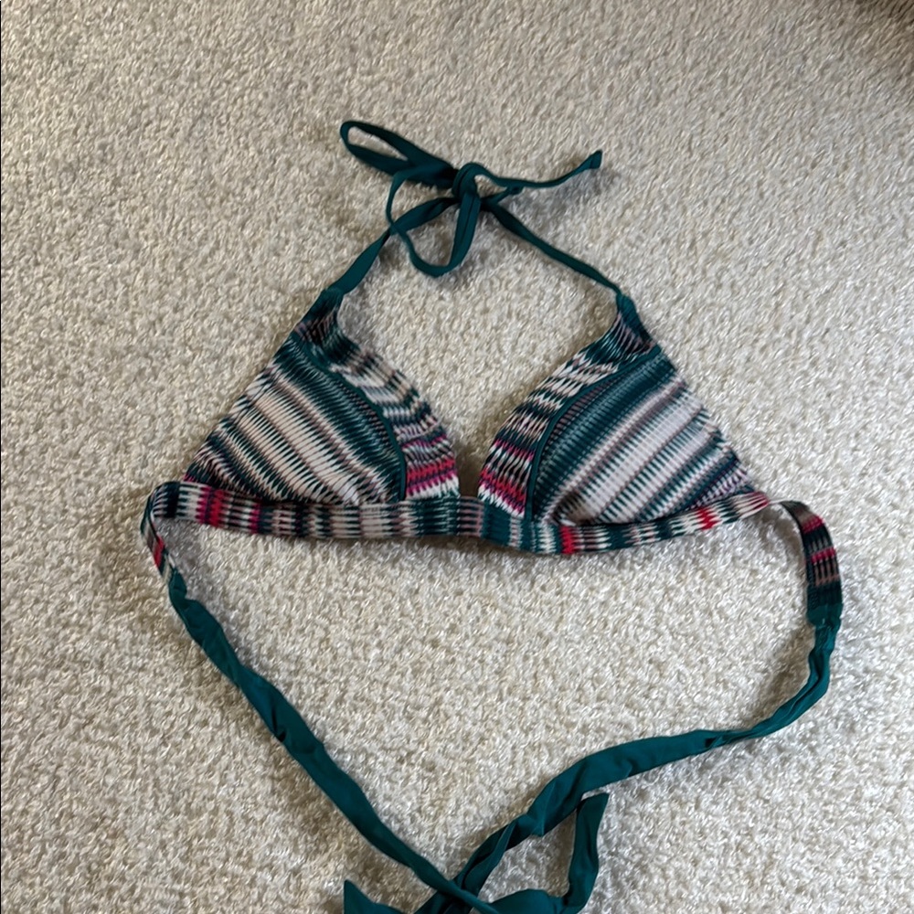 Striped Teal and Pink Bikini Top